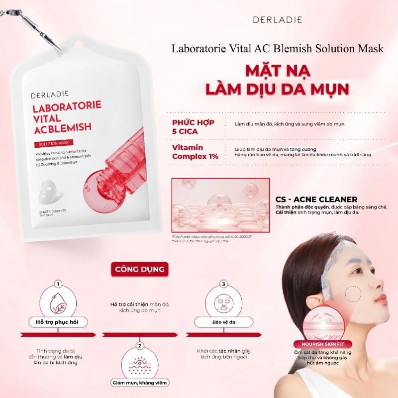 Mặt Nạ Derladie Cấp Ẩm, Dưỡng Sáng, Hỗ Trợ Phục Hồi Da Laboratorie Vital Solution Mask 30ml