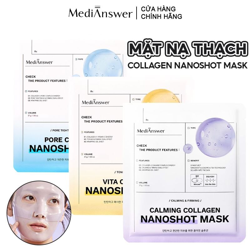 Mặt Nạ Thạch MediAnswer Hỗ Trợ Phục Hồi Da, Sáng Mịn, Thu Nhỏ Lỗ Chân Lông Collagen Nanoshot Mask