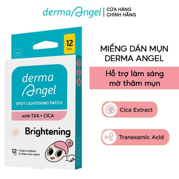  Miếng Dán Mụn Mờ Thâm Sáng Da Derma Angel Spot Lightening Patch With TXA + CICA Brightening (12 miếng) 