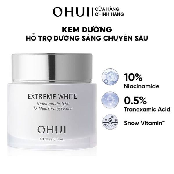  Kem Dưỡng OHUI Hỗ Trợ Dưỡng Sáng Chuyên Sâu Extreme White Niacinamide 10% TX MelaToning Cream 60ml 