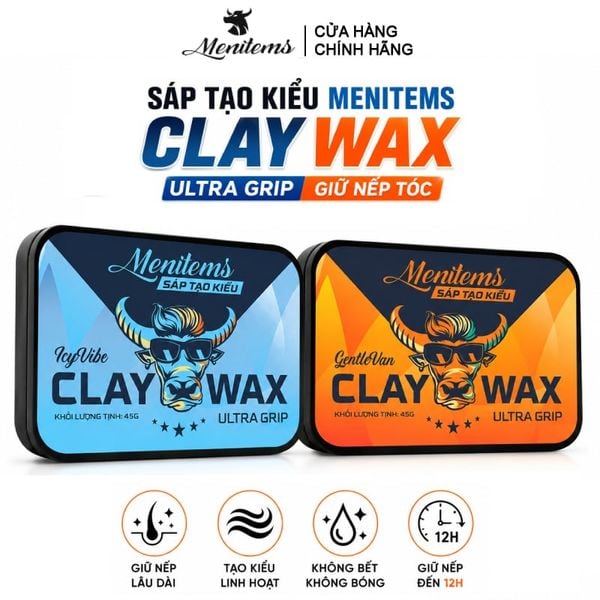  Sáp Tạo Kiểu Tóc Menitems Vi Tinh Thể, Giữ Nếp Tóc Clay Wax Ultra Grip 45g 