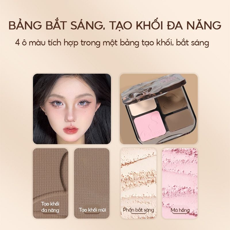 Phấn Bắt Sáng Và Tạo Khối VEECCI Easy Blend Highlight & Contour Palette
