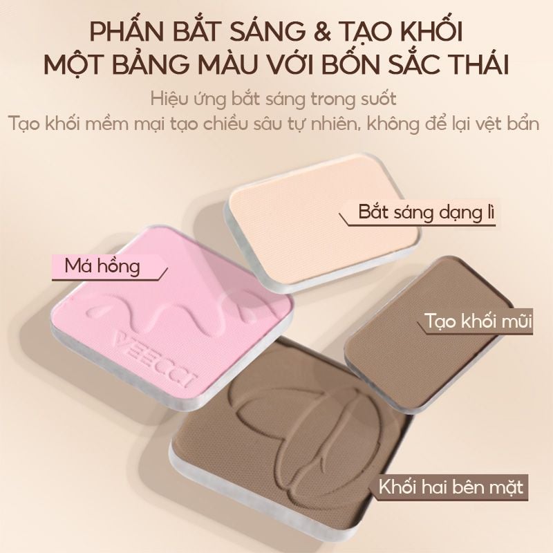 Phấn Bắt Sáng Và Tạo Khối VEECCI Easy Blend Highlight & Contour Palette