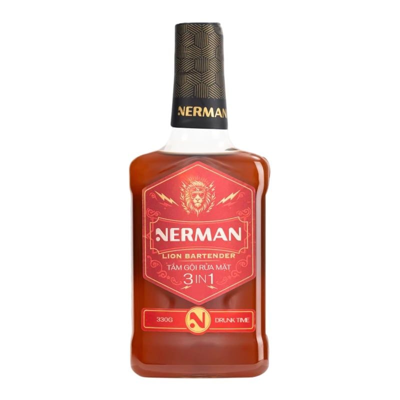 Sữa Tắm Gội Rửa Mặt 3in1 Nerman Lion Bartender 3In1 Hair & Body Wash 330g