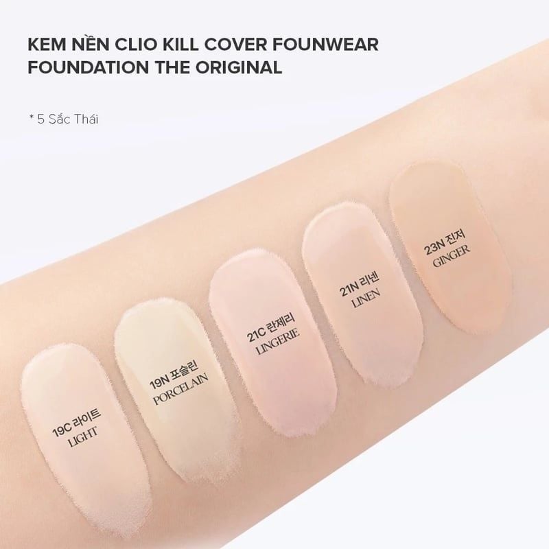 Kem Nền Clio Che Phủ Tốt, Mỏng Nhẹ Kill Cover Founwear Foundation The Original 35ml