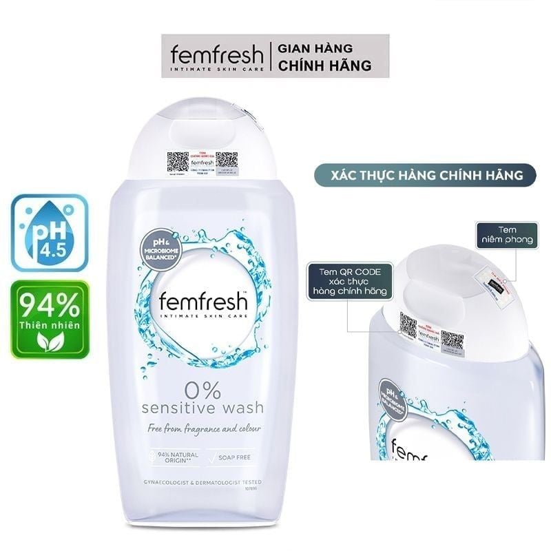 Dung Dịch Vệ Sinh Phụ Nữ Femfresh Dành Cho Da Nhạy Cảm Sensitive Intimate Wash 250ml (Che tên sản phẩm khi giao hàng)