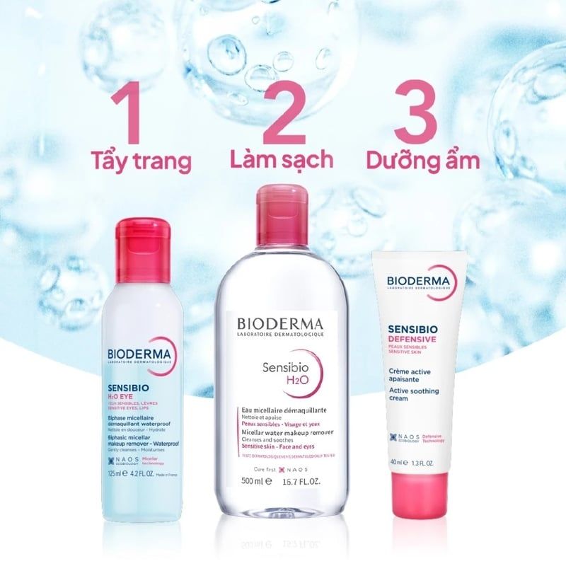 Tẩy Trang Mắt Môi Bioderma Sạch Thoáng, Mềm Mịn Sensibio H2O Eye 125ml