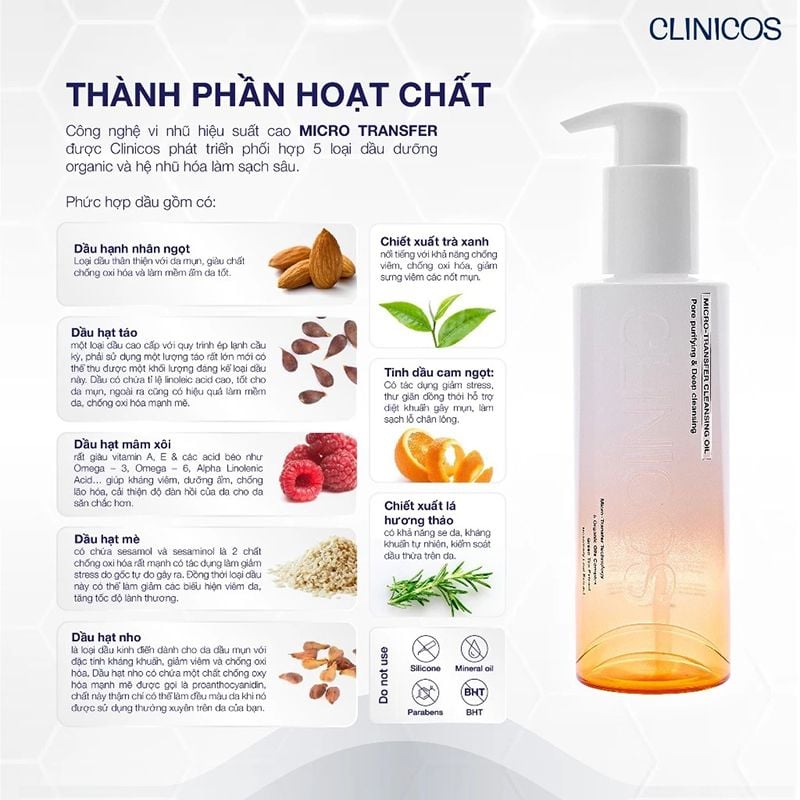Dầu Tẩy Trang CLINICOS Vi Nhũ Làm Sạch Sâu Micro Transfer Cleansing Oil 150ml