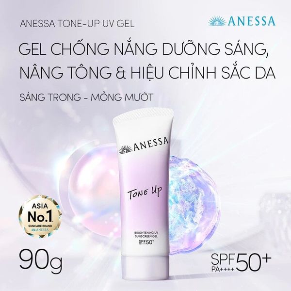  Gel Chống Nắng Anessa Nâng Tông, Hiệu Chỉnh Sắc Tím Brightening Uv Sunscreen Gel SPF50+/PA++++ 90g 