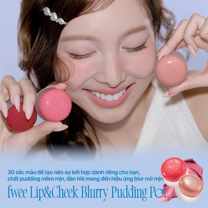 Son Bùn Kiêm Má Hồng Fwee Lip & Cheek Blurry Pudding Pot 5g