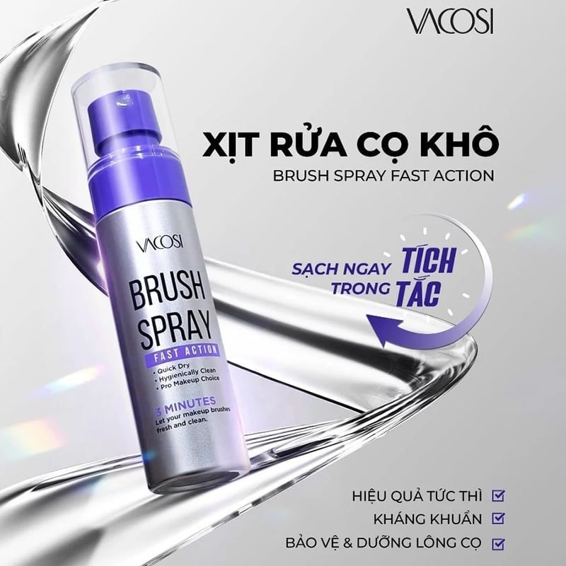 Xịt Rửa Cọ Khô Vacosi Brush Spray Fast Action RC05 60ml