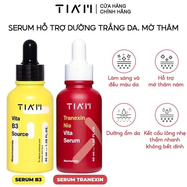  Serum Tiam Dưỡng Trắng Da, Giảm Thâm Nám, Hỗ Trợ Phục Hồi Da Sau Mụn Tranexin Nia Vita Serum 40ml 