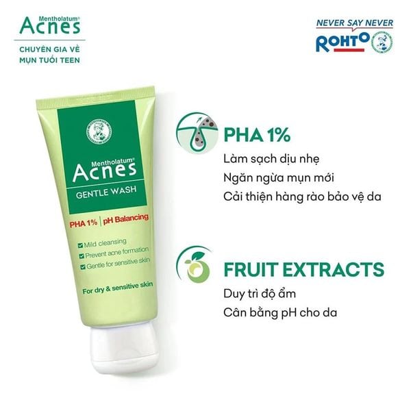  Sữa Rửa Mặt Acnes Dạng Gel Hỗ Trợ Giảm Mụn Gentle Wash 100g 