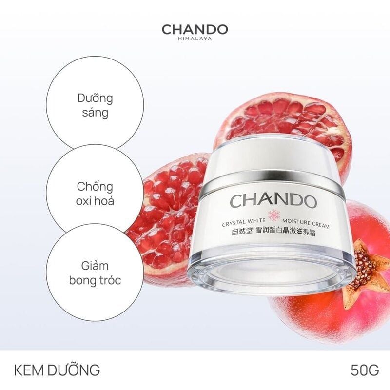 Kem Dưỡng Ẩm Chando Himalaya, Hỗ Trợ Dưỡng Sáng, Mờ Thâm Nám Crystal White Moisture Cream 50g