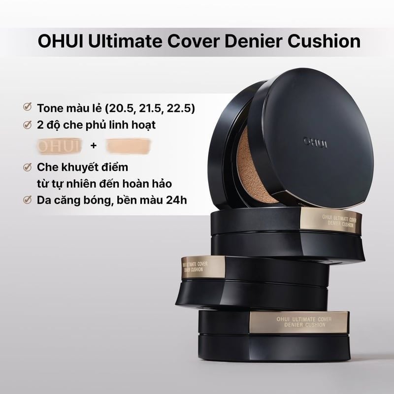 Phấn Nước Kiềm Dầu Che Phủ Cao OHUI Ultimate Cover Denier Cushion SPF50+/PA+++ 100D 13g (kèm 1 lõi refill)