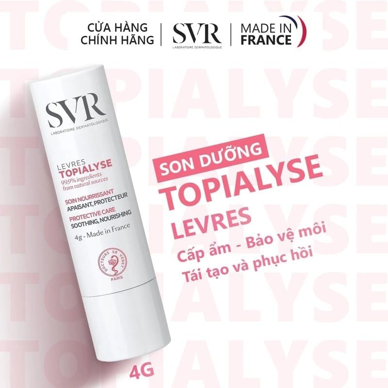 Son Dưỡng SVR Giúp Cấp Ẩm Cho Môi Khô, Nứt Nẻ Topialyse Levres 4g