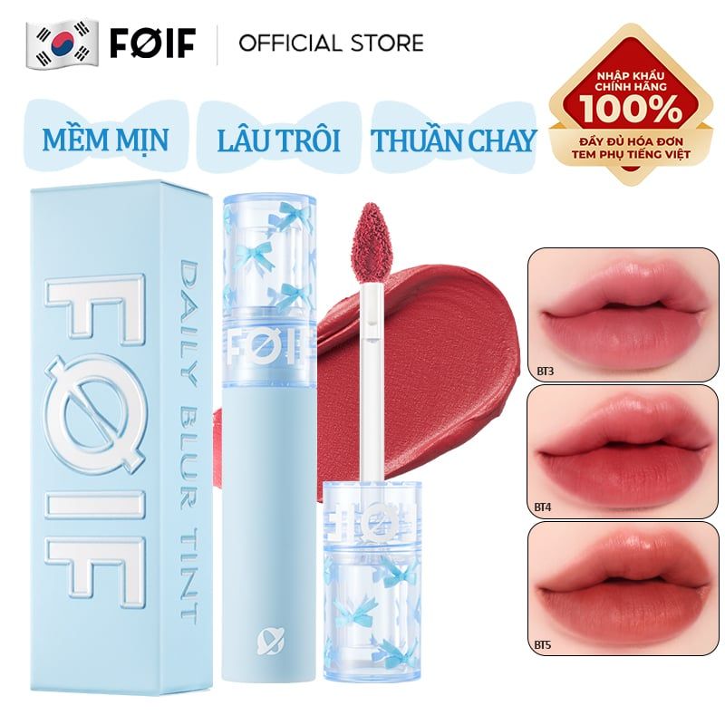 Son Kem Lì FOIF Thuần Chay, Mềm Mịn, Lâu Trôi Daily Blur Tint 3g