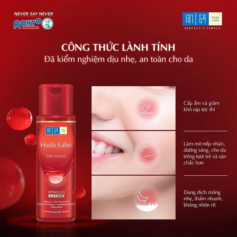 Nước Hoa Hồng Hada Labo Hỗ Trợ Cải Thiện Lão Hóa Da Pro-Aging Retinol B3 Lotion 170ml