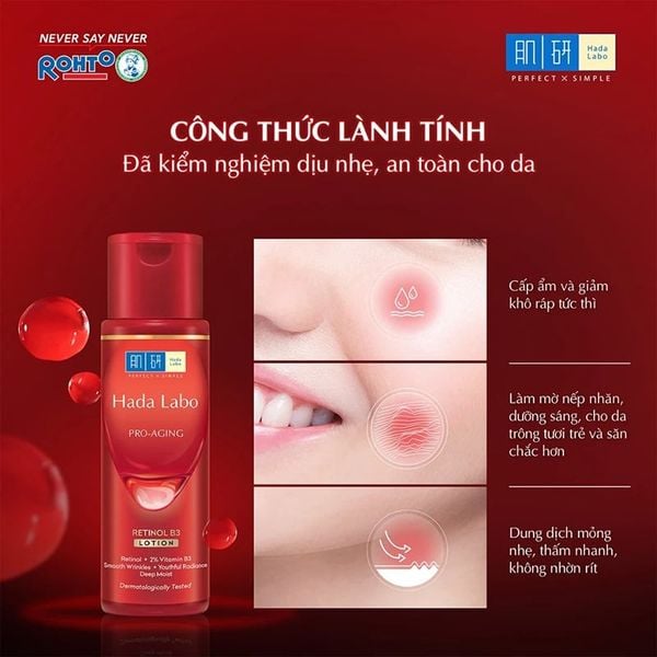  Nước Hoa Hồng Hada Labo Hỗ Trợ Cải Thiện Lão Hóa Da Pro-Aging Retinol B3 Lotion 170ml 
