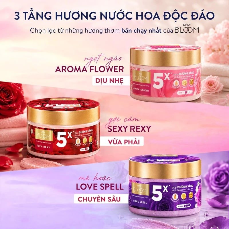 Tẩy Tế Bào Chết Cindy Bloom Hỗ Trợ Dưỡng Sáng Da Hương Nước Hoa 220g