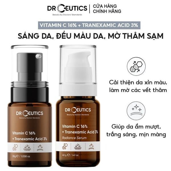  Serum DrCeutics Hỗ Trợ Sáng Da, Làm Đều Màu Da, Giảm Nếp Nhăn DrCeutics Vitamin C 16% + Tranexamic acid 3% 