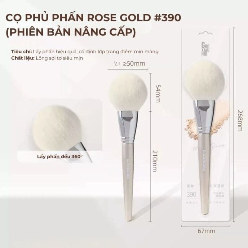Cọ Phủ Phấn Guoxiaoniu Rose Gold #390 Flat-Top Loose Powder Brush