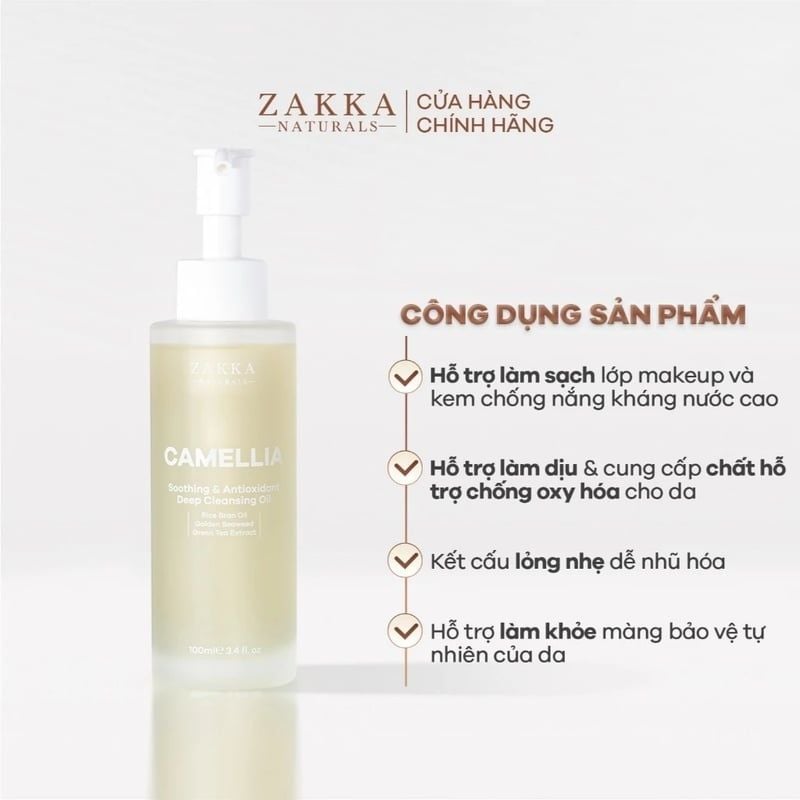 Dầu Tẩy Trang Zakka Naturals Làm Sạch Sâu Camellia Soothing & Antioxidant Deep Cleansing Oil 100ml
