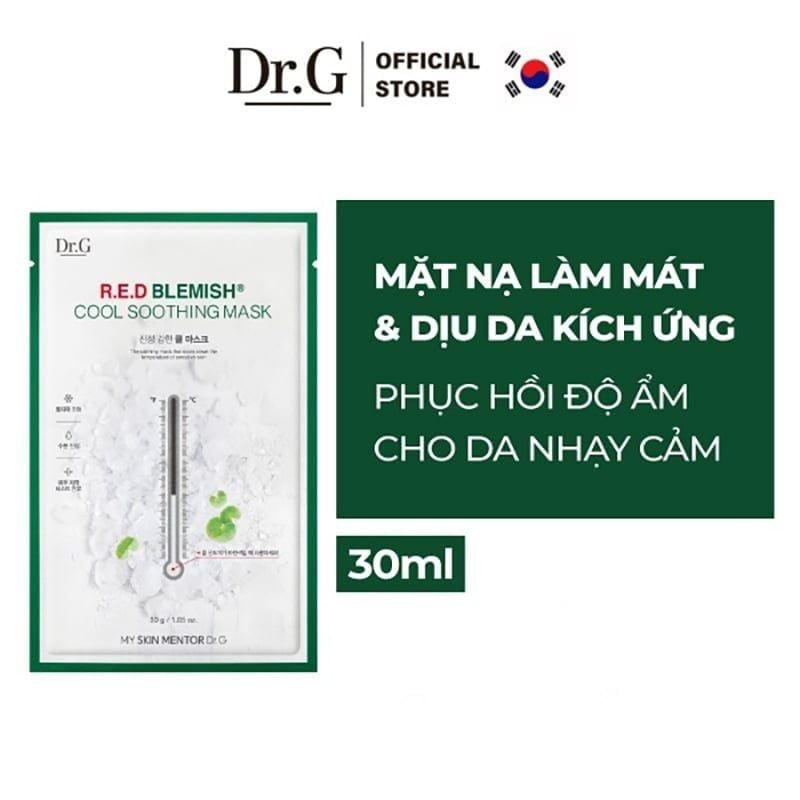 Mặt Nạ Giấy Làm Mát Và Dịu Da Kích Ứng Dr.G R.E.D Blemish Cool Soothing Mask 30g
