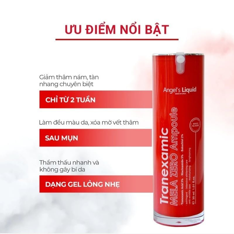 Tinh Chất Angel's Liquid Hỗ Trợ Giảm Thâm Nám Tranexamic Mela Zero Ampoule 30ml (Red Version)
