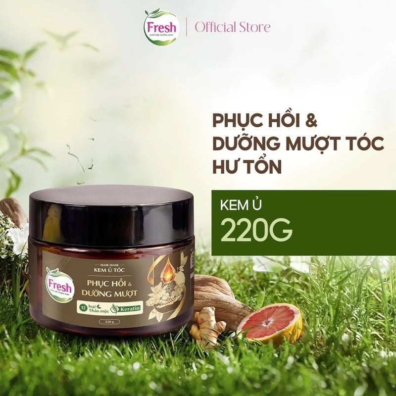 Kem Ủ Tóc Fresh Thảo Mộc Dưỡng Sinh Phục Hồi & Dưỡng Mượt Tóc Hư Tổn 220g