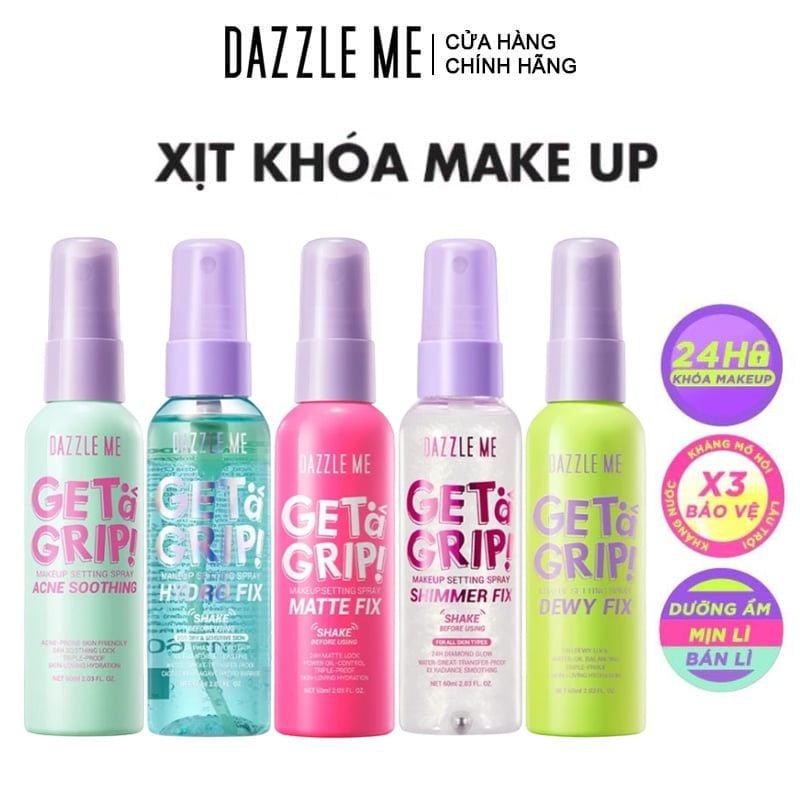 Xịt Khóa Nền DAZZLE ME Cố Định Trang Điểm Lâu Trôi Get A Grip Makeup Setting Spray 60ml