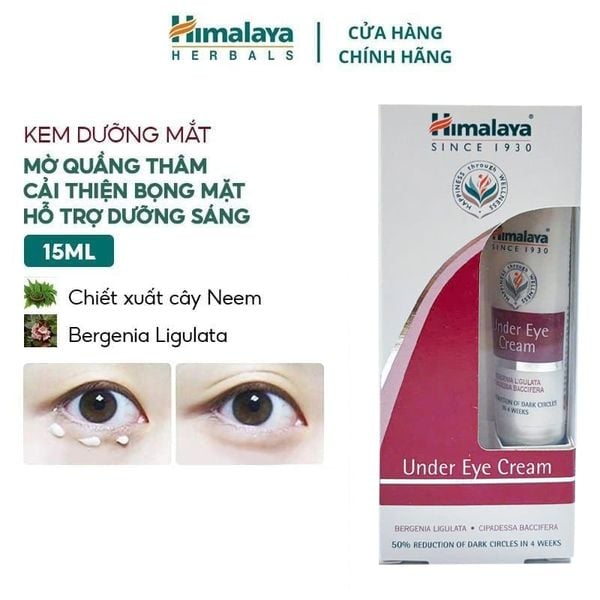  Kem Dưỡng Mắt Himalaya Hỗ Trợ Mờ Quầng Thâm, Cải Thiện Bọng Mắt Under Eye Cream 15ml 