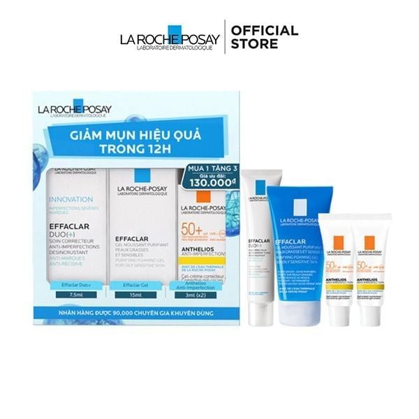 [4 Items] Bộ Kem Dưỡng Hỗ Trợ Giảm Mụn La Roche-Posay Effeclar Và Kem Chống Nắng Anthelios Anti-Imperfections
