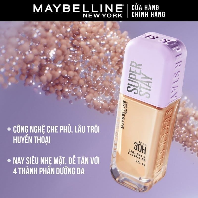 (TEST) Kem Nền Bắt Sáng, Che Phủ Cao, Siêu Nhẹ Mặt Maybelline Super Stay Up To 30H Lumi Matte Foundation 35ml