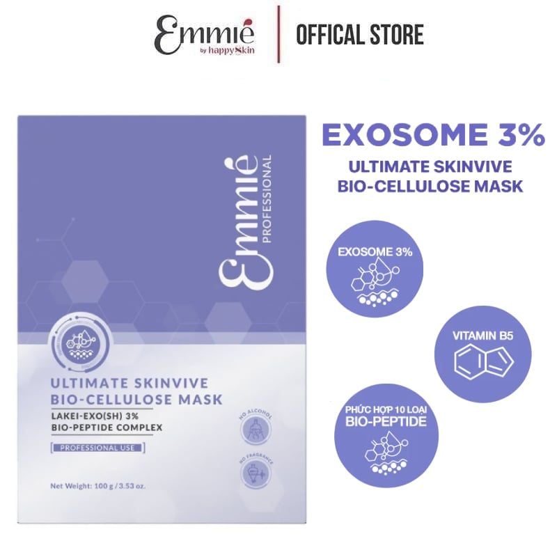 Mặt Nạ Phôi Dừa Emmié by Happyskin Hỗ Trợ Phục Hồi, Dưỡng Mịn Da Ultimate Skinvive Biocellulose Mask (hộp 4 miếng x 25g)
