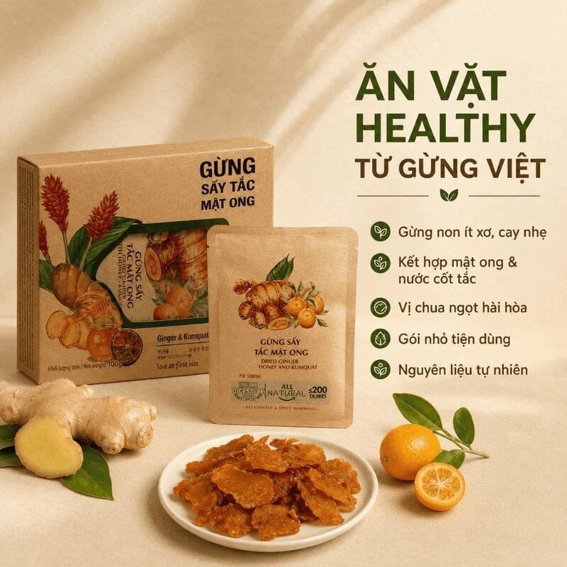 Hộp Gừng Sấy Tắc Mật Ong Nam Xanh JSC 40g