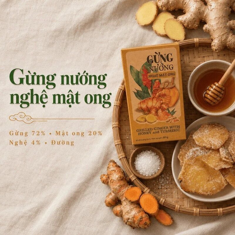 Hộp Gừng Nướng Nghệ Mật Ong Nam Xanh JSC 80g