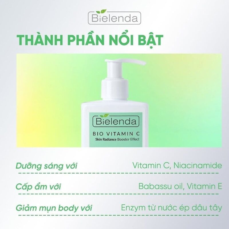 Sữa Dưỡng Thể Bielenda Hỗ Trợ Dưỡng Sáng Da Bio Vitamin C Moisturizing & Brightening Body Milk With Niacinamide 400ml