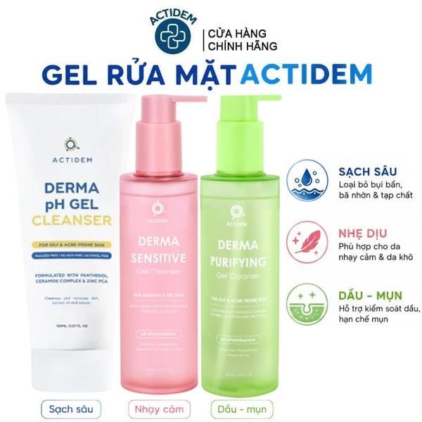  Gel Rửa Mặt Actidem Derma Gel Cleanser 150ml/200ml 