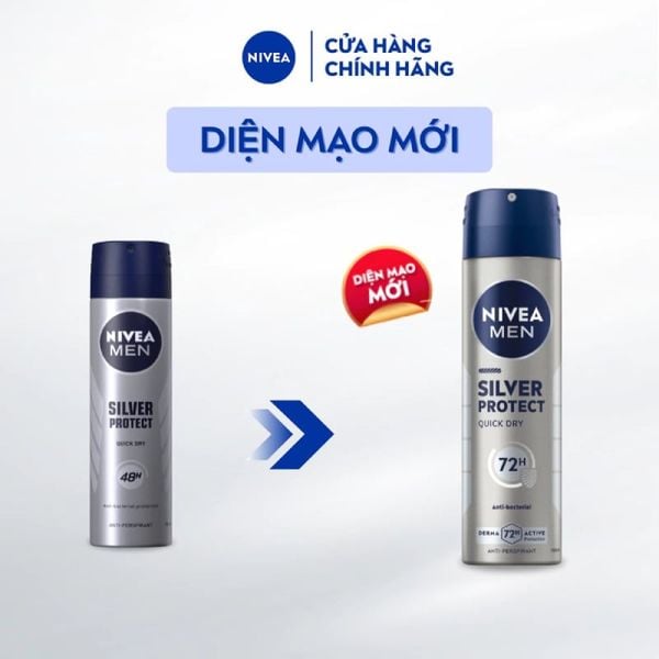  Xịt Khử Mùi Nivea Cho Nam Phân Tử Bạc Nivea Men Silver Protect Spray 150ml 