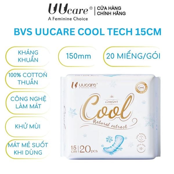  Băng Vệ Sinh UUcare Kháng Khuẩn Hàng Ngày Cool Tech 15cm - 20 Miếng (Che tên sản phẩm khi giao hàng) 