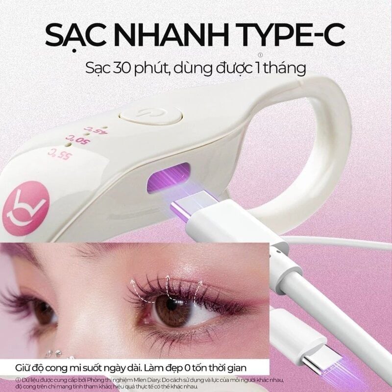 Kẹp Bấm Mi Điện Góc Rộng Mlen Diary Heated Eyelash Curler