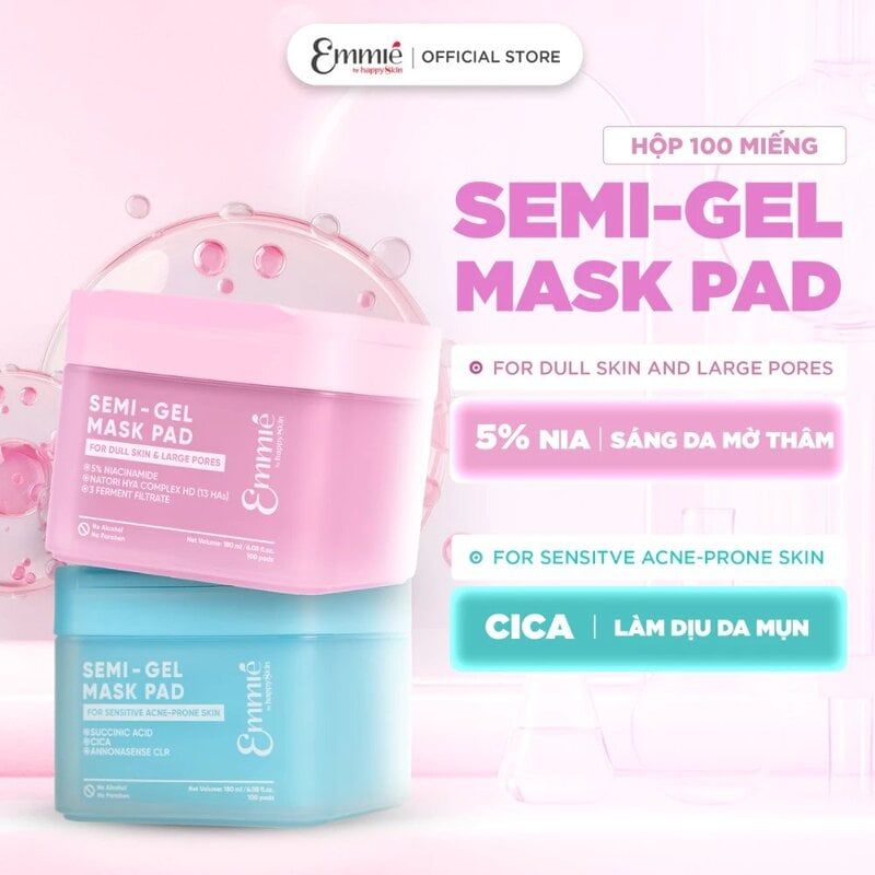 Toner Pad Emmié By Happyskin Dưỡng Ẩm, Làm Dịu Da, Hỗ Trợ Làm Sáng Da Semi-Gel Mask Pad