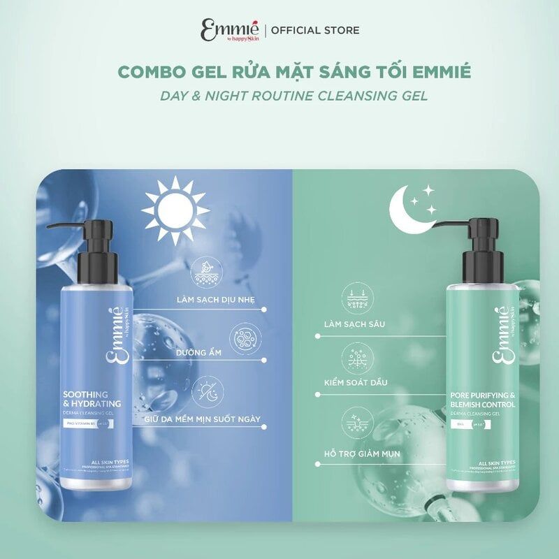 Gel Rửa Mặt Emmié By HappySkin Sạch Sâu Và Kiểm Soát Mụn Pore Purifying & Blemish Control Dermal Cleansing Gel 180ml