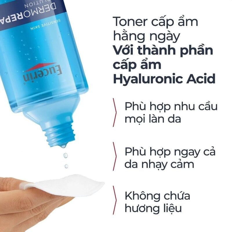 Nước Hoa Hồng Eucerin Cho Da Nhạy Cảm Dermorepair Solution Toner 200ml