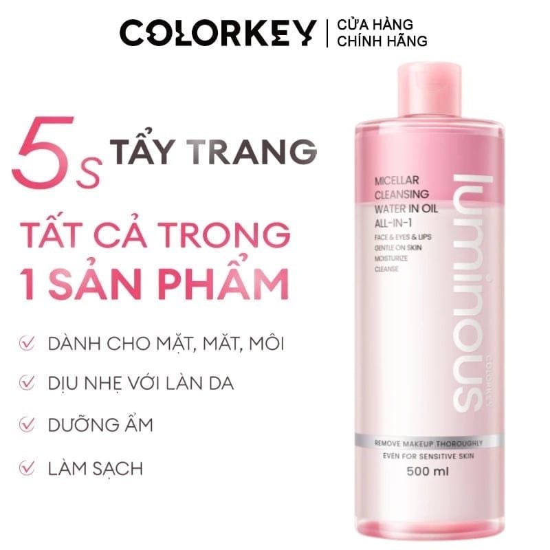 Nước Tẩy Trang 2 Lớp Colorkey Luminous Micellar Cleansing Water In Oil All-In-1