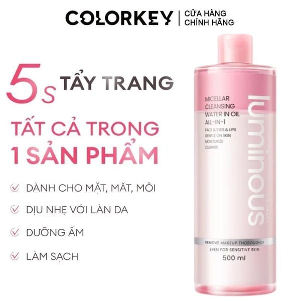  Nước Tẩy Trang 2 Lớp Colorkey Luminous Micellar Cleansing Water In Oil All-In-1 