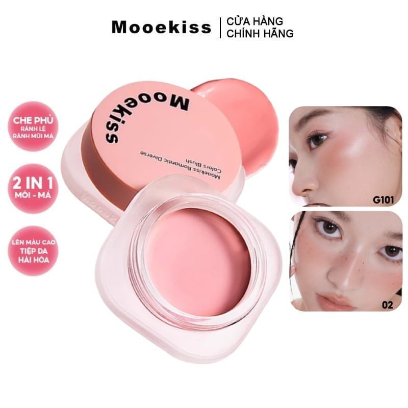 Má Hồng Kem Mooekiss Căng Bóng Tự Nhiên Romantic Diverse Colors Blush 5g