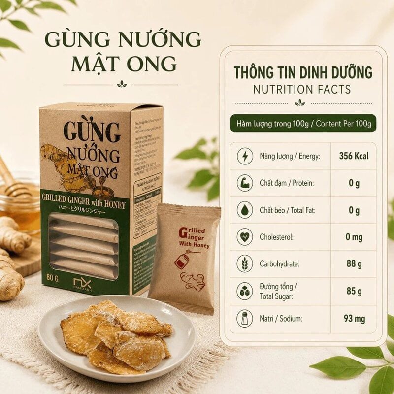 Hộp Gừng Nướng Mật Ong Nam Xanh JSC 80g