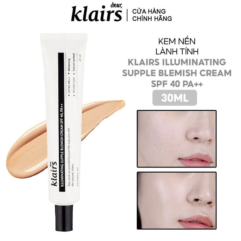 [4 in 1] Kem Nền Klairs Lành Tính Illuminating Supple Blemish Cream SPF 40 PA++